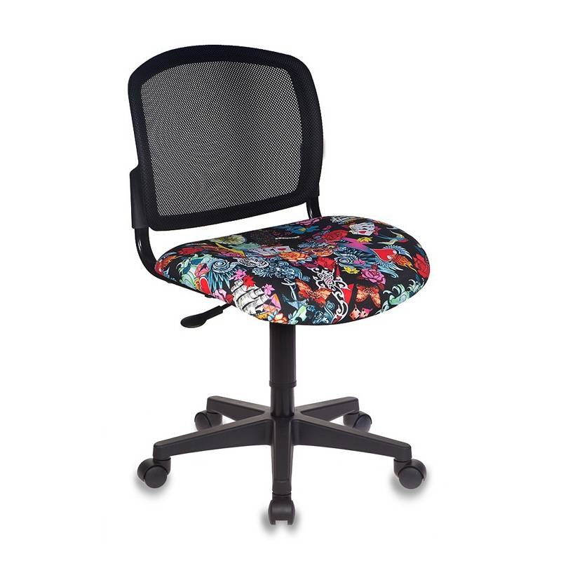 Кресло детское Бюрократ CH-296NX/TATTOO спинка сетка черный сиденье черный черепа Tattoo главное фото